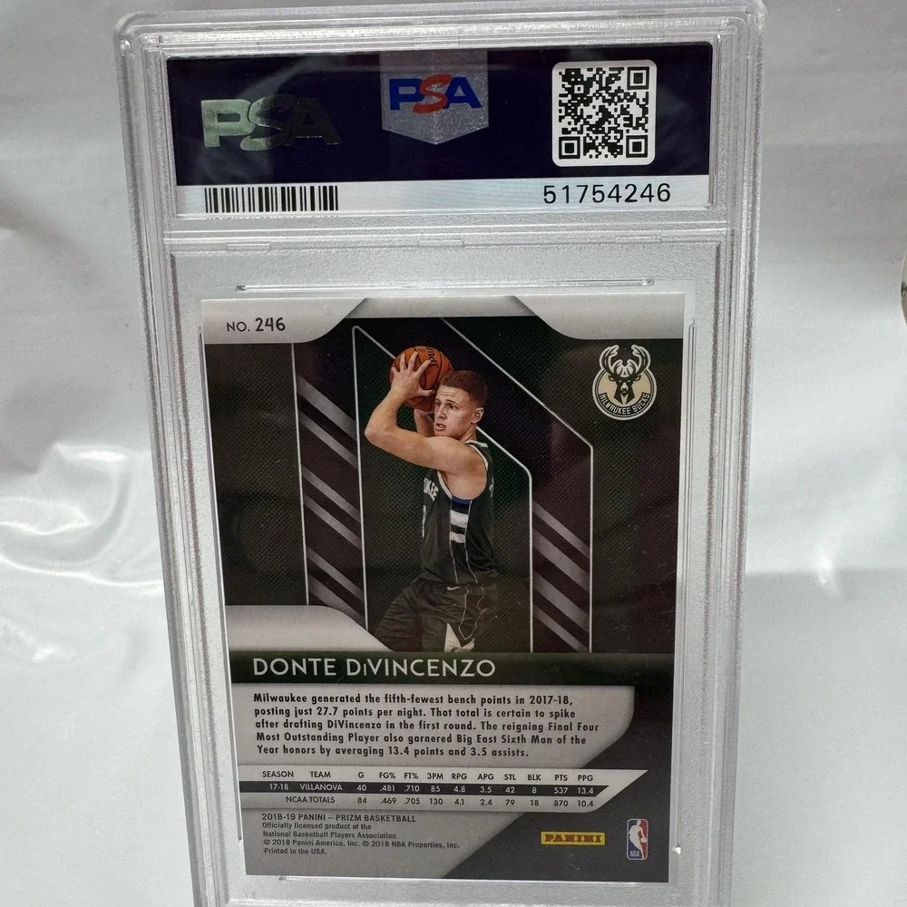 Donte DiVincenzo RC 2018 Panini Prizm PSA 10 GEM MT #246 NBA Milwaukee Bucks